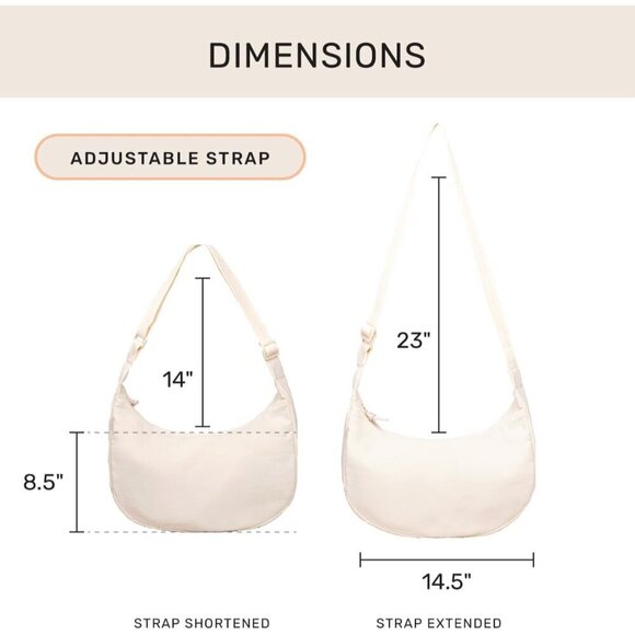 Large Crescent Crossbody Bag Women Leather Water-Resistant Travel Organizer - Picture 4 of 6